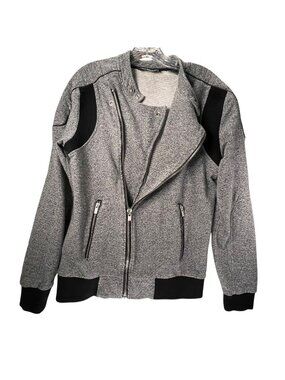 Sport The Kooples Moto Style Jacket Asymmetrical Zip Womens Gray Black Heather M